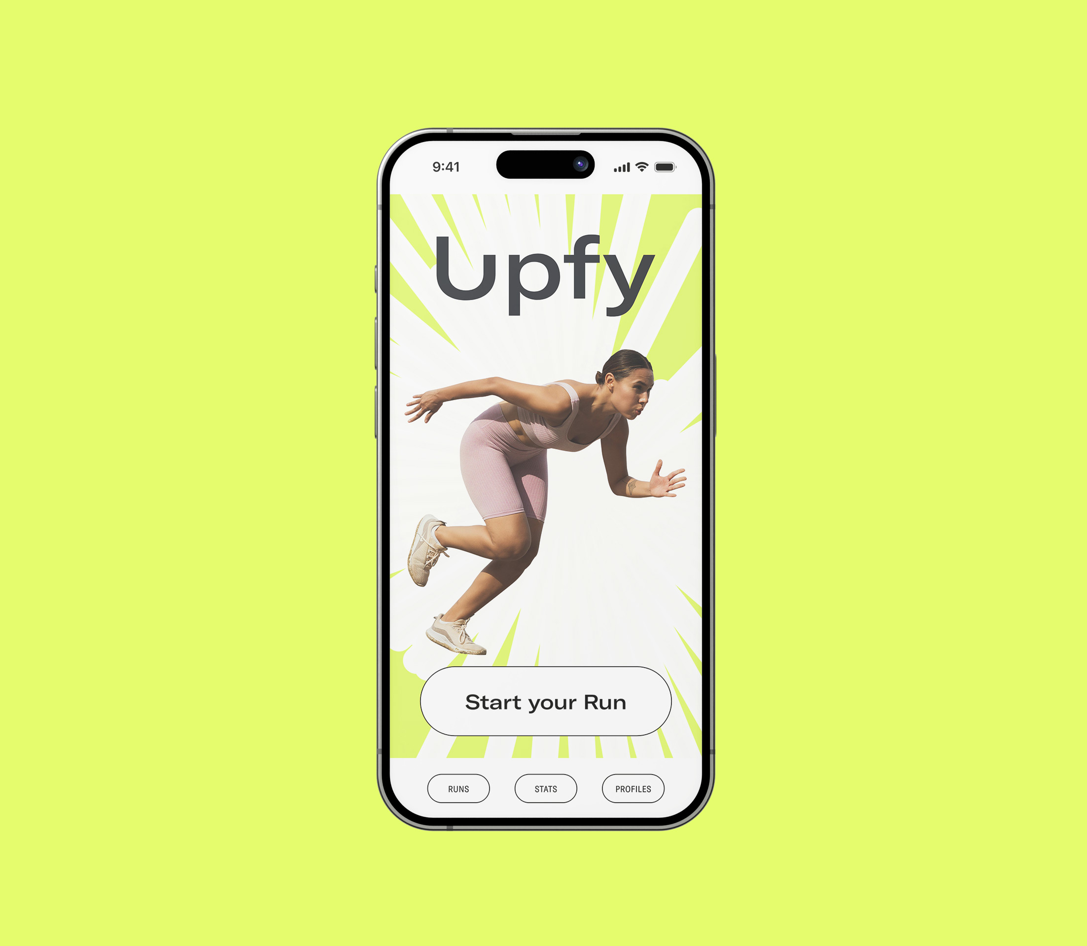 Upfy Running App Start Screen