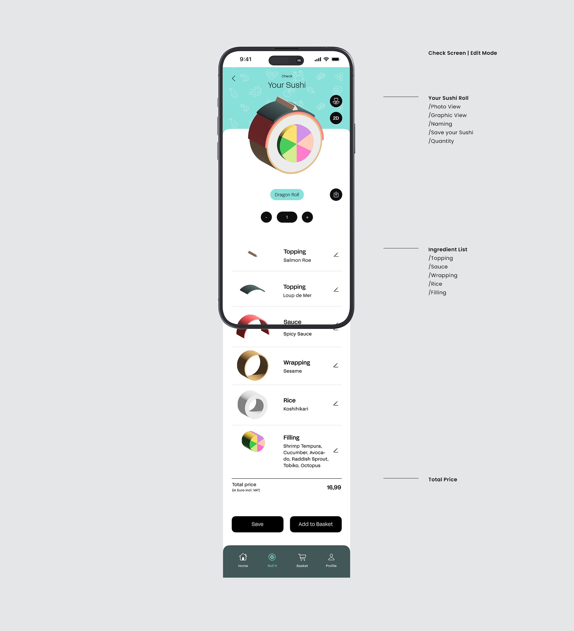 Roll It Sushi App Edit Screen 001